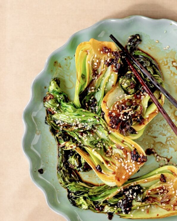 Stegt pak choi med asiatisk dressing